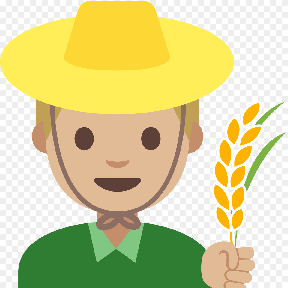 Man Farmer Emoji Clipart, Clothing, Hat, Sun Hat, Face Free Png