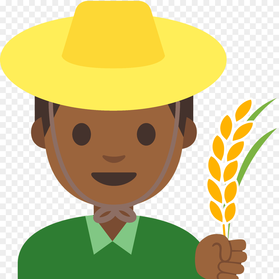Man Farmer Emoji Clipart, Clothing, Hat, Sun Hat, Face Png