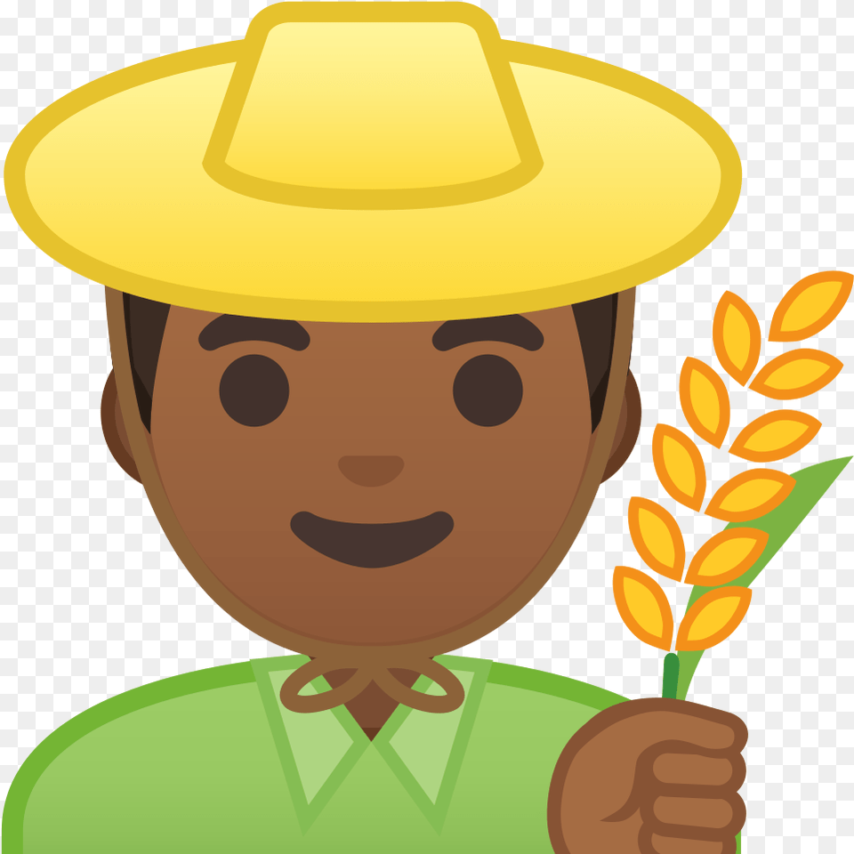Man Farmer Medium Dark Skin Tone Icon Rice Farmer Emoji, Clothing, Hat, Sun Hat, Baby Free Png