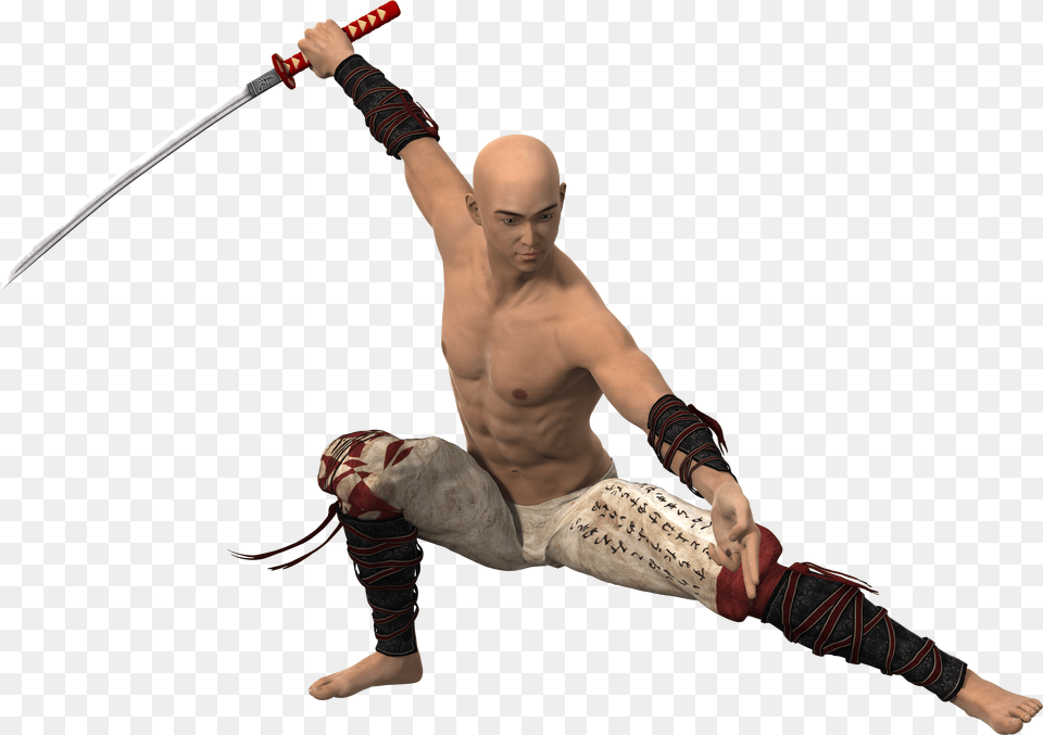 Man Fight Pose Fighter Warrior Acrobatics, Weapon, Sword, Person, Male Free Transparent Png