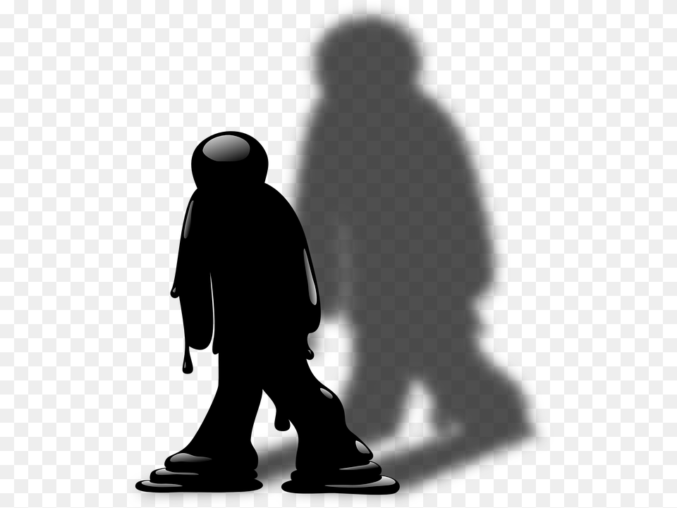 Man Figure Person Shadow Melting Person With Shadow Cartoon, Silhouette, Lighting, Astronomy, Outdoors Free Png Download