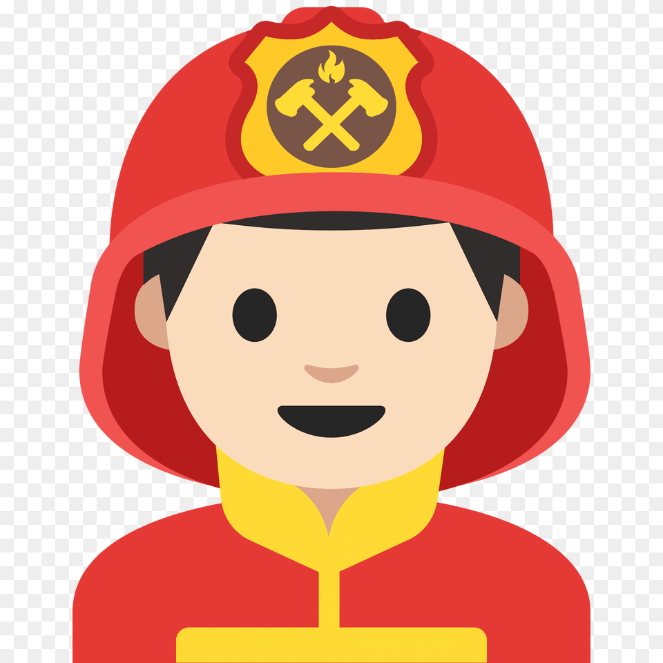 Man Firefighter Emoji Clipart, Clothing, Hat, Baby, Person Png Image