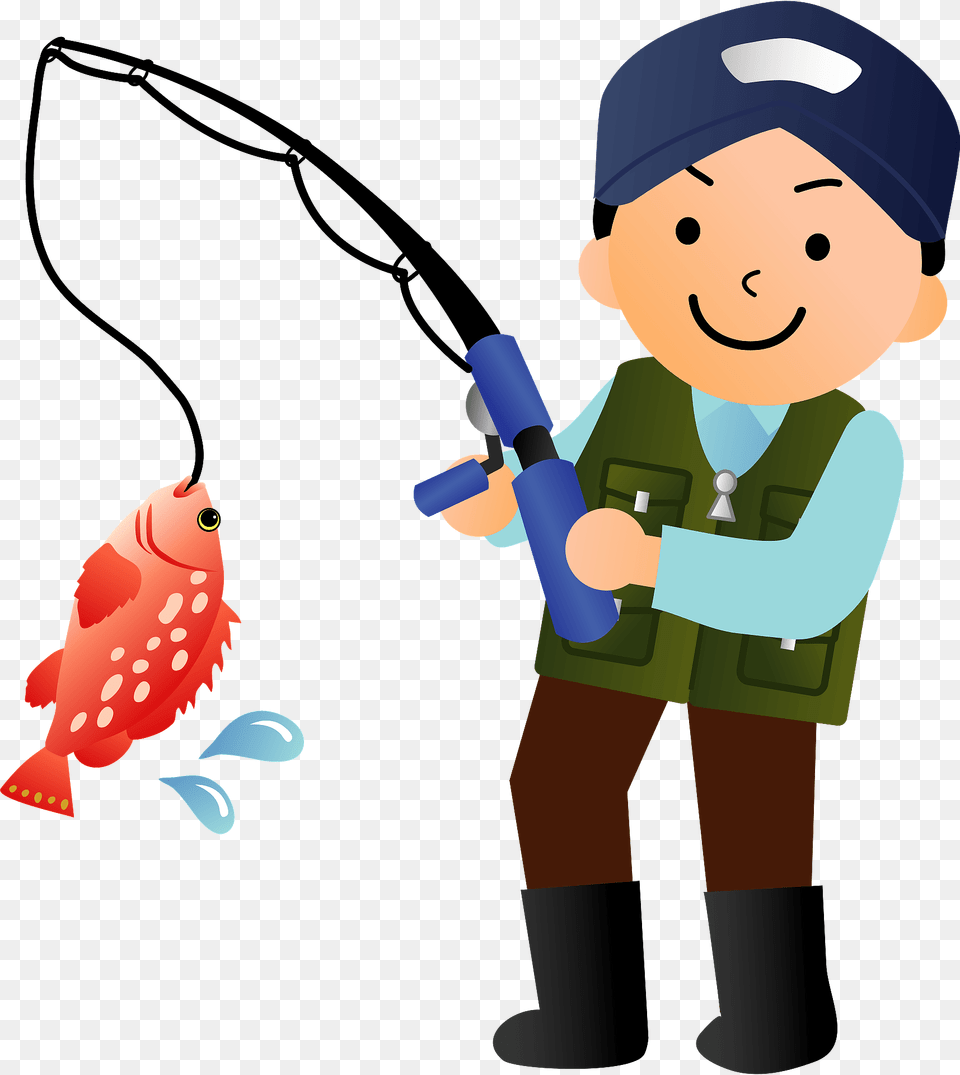 Man Fishing Caught A Fish Clipart, Water, Outdoors, Leisure Activities, Person Free Png Download