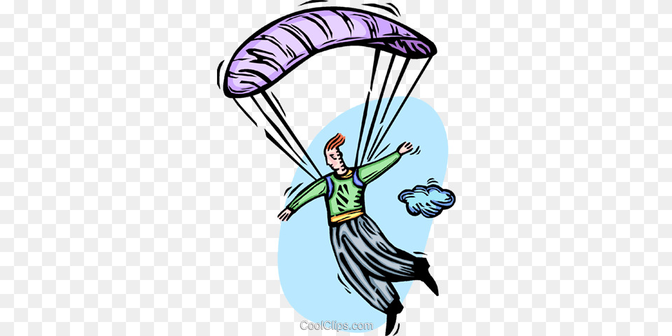 Man Floating To Earth With A Parachute Royalty Vector Clip, Adult, Female, Person, Woman Png