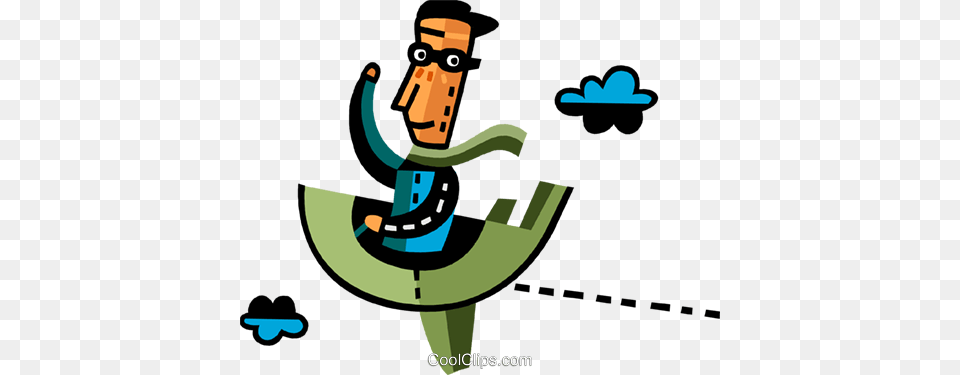 Man Flying Airplane Royalty Vector Clip Art Illustration, Person, Face, Head Png