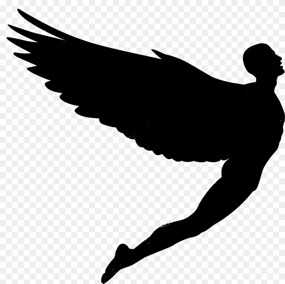 Man Flying Clipart, Silhouette Free Transparent Png