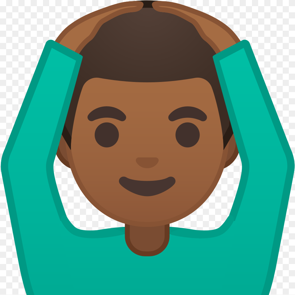 Man Gesturing Ok Medium Dark Skin Tone Icon Man Raising Hand Emoji, Photography, Clothing, Face, Head Png Image
