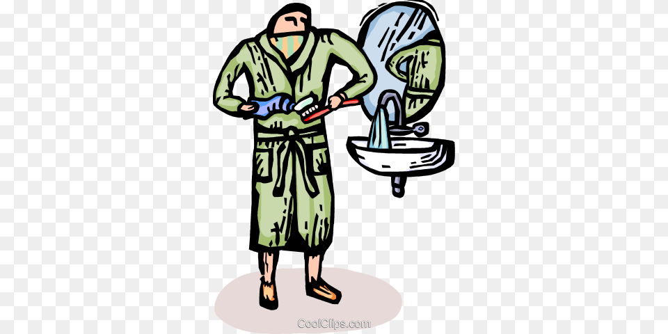 Man Getting Ready To Brush His Teeth Royalty Free Vector Clip Art, Adult, Cleaning, Male, Person Png Image