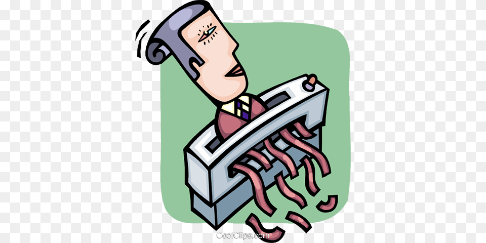 Man Going Through A Paper Shredder Royalty Vector Clip Art, People, Person, Face, Head Free Transparent Png