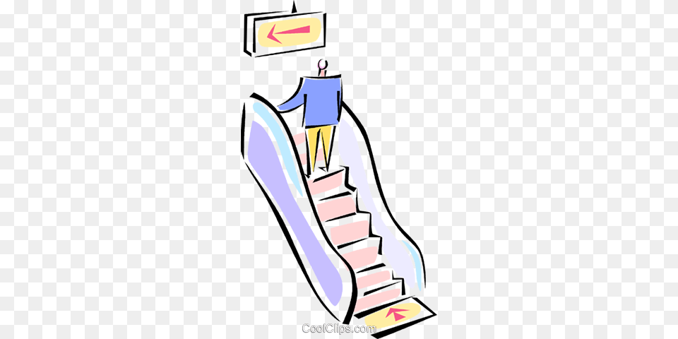 Man Going Up An Escalator Royalty Vector Clip Art, Architecture, Building, House, Housing Png Image