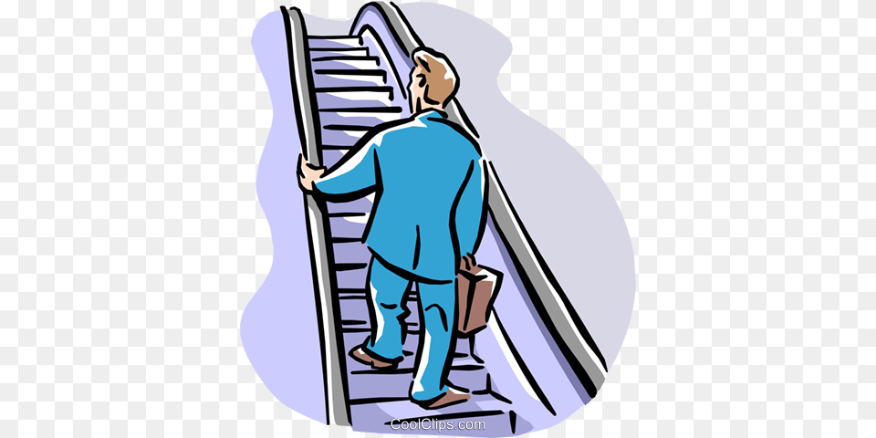 Man Going Up Escalator Royalty Free Vector Clip Art Illustration, Architecture, Staircase, Housing, House Png