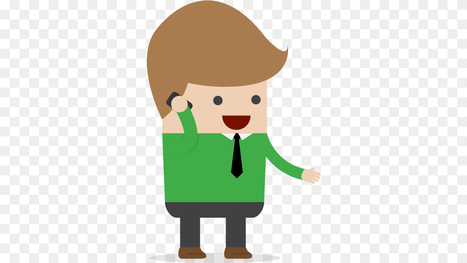 Man Green Shirt On Phone Cartoon, Accessories, Formal Wear, Tie, Elf Free Png