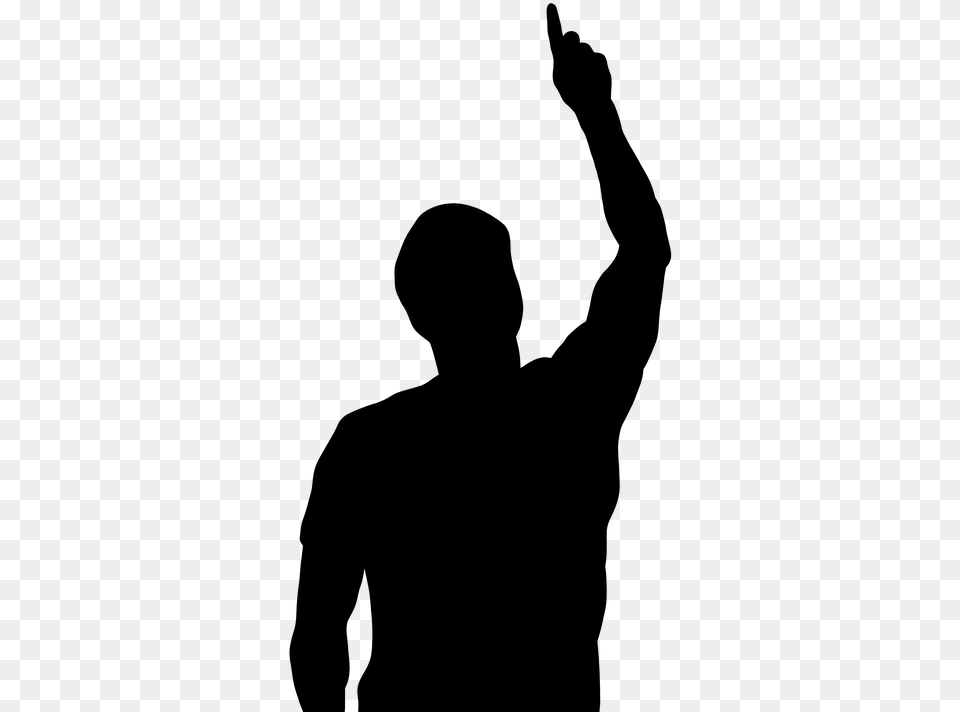 Man Hand Up Silhouette, Gray Png Image