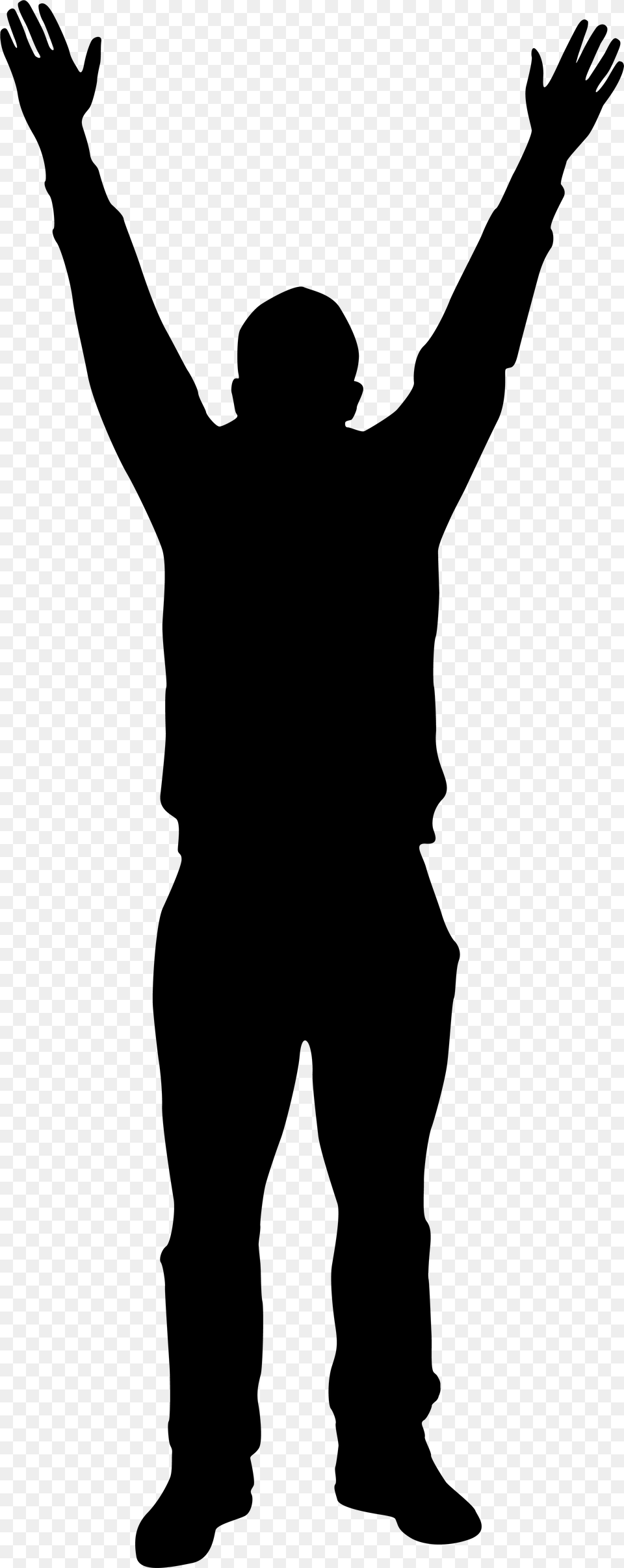 Man Hands Up Silhouette, Gray Png Image