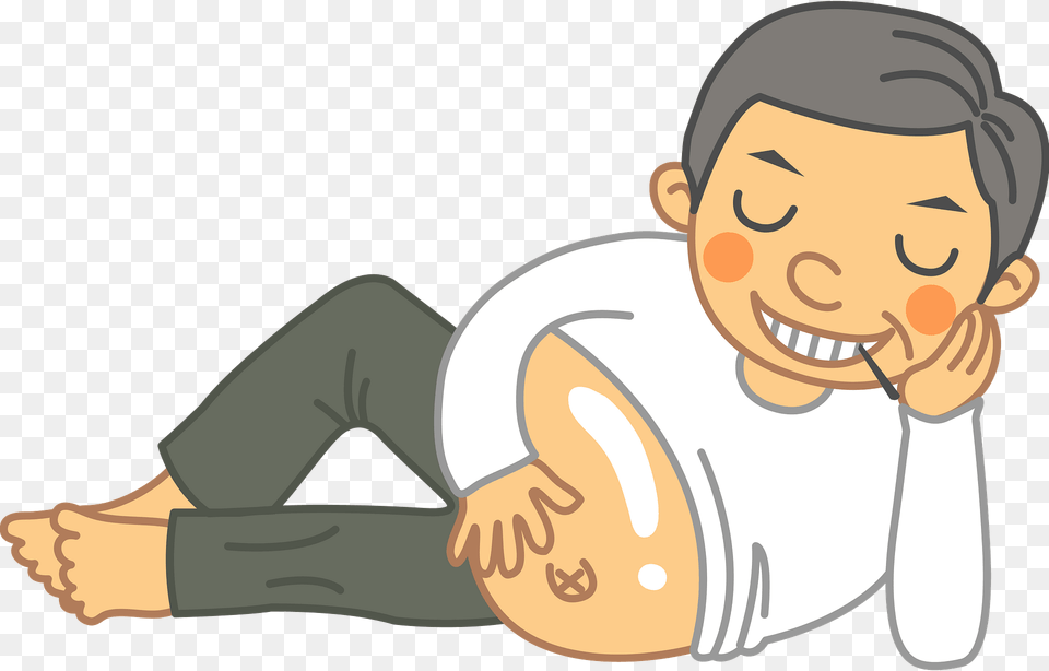 Man Has A Full Stomach Clipart, Face, Head, Person, Baby Png Image