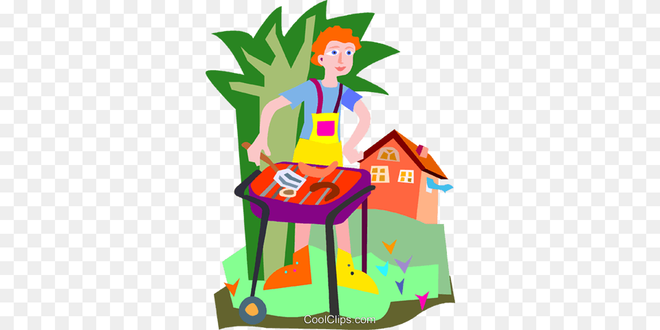 Man Having A Bbq Royalty Vector Clip Art Illustration, Boy, Child, Male, Person Free Transparent Png