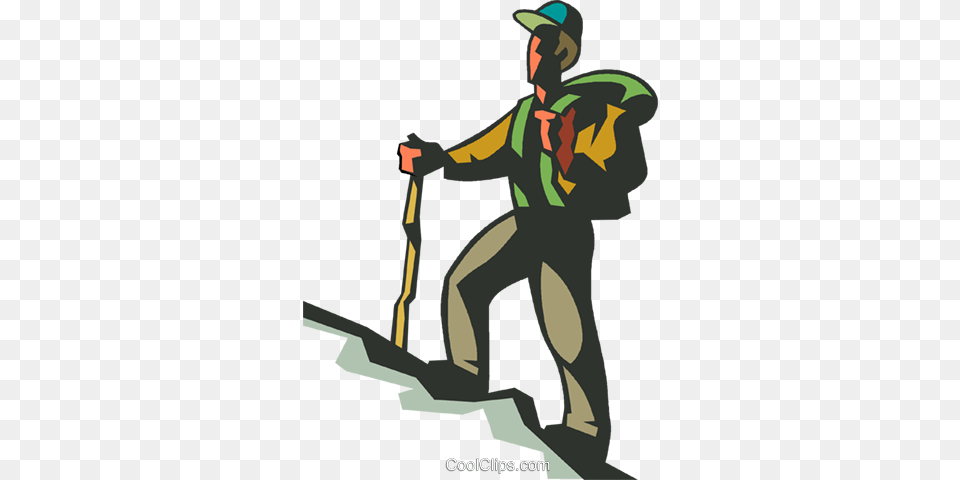 Man Hiking Up Hill Royalty Vector Clip Art Illustration, Person, Cleaning, Photography, Architecture Free Transparent Png
