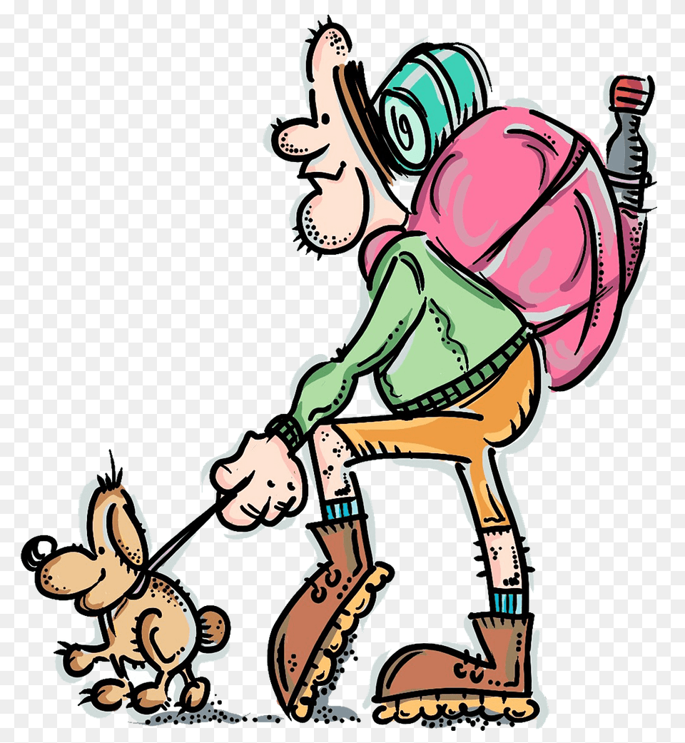 Man Hiking With A Dog Clipart, Baby, Person, Cleaning, Face Png