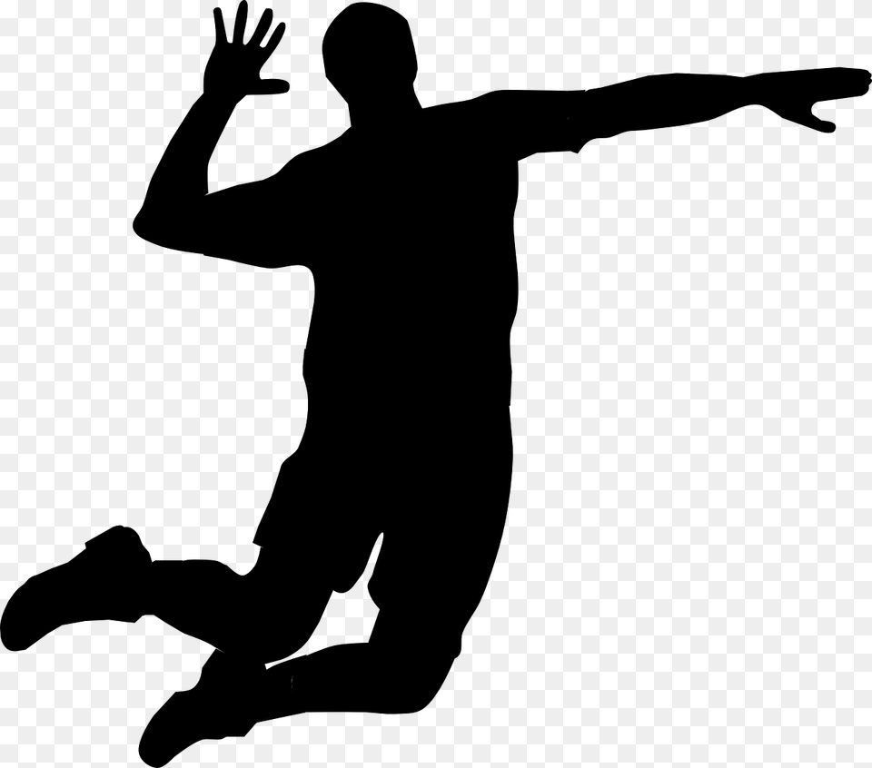 Man Hitting Woman Volleyball Player Clip Art, Gray Free Png Download