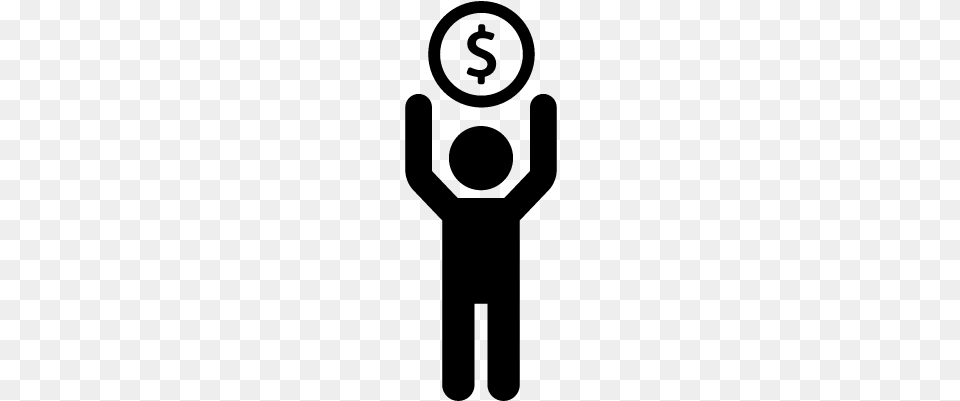 Man Holding A Big Coin Vector Woman With Money Icon, Gray Free Png Download