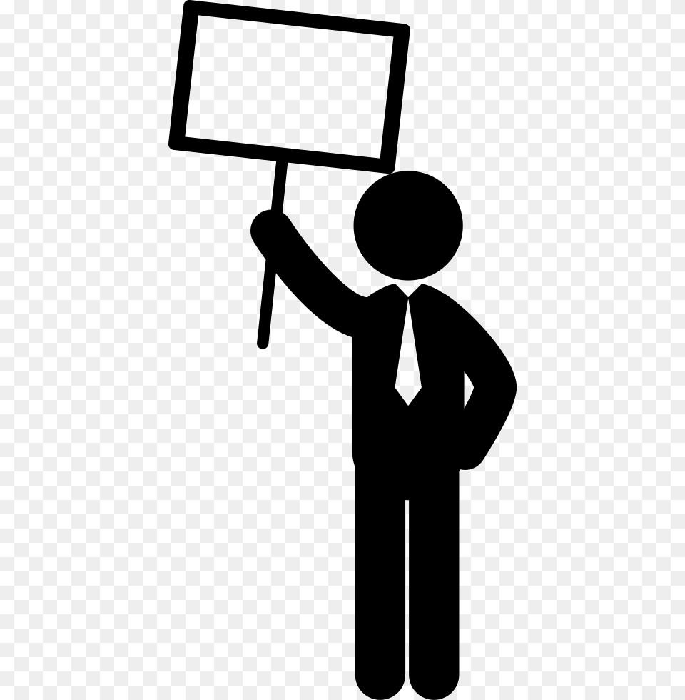 Man Holding A Signal Of Labor Strike Svg Icon Man Speaking Icon, Stencil, Person, Silhouette Free Png