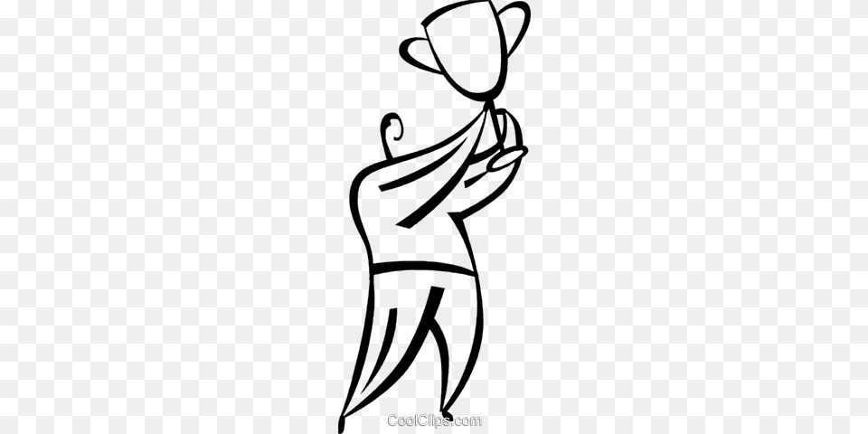 Man Holding A Trophy Royalty Vector Clip Art Illustration, Clothing, Hat, Cowboy Hat, Person Free Transparent Png