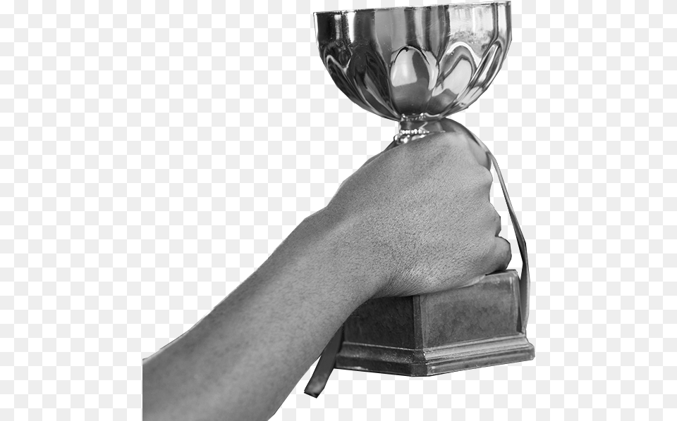 Man Holding An Award Trophy Hands Holding A Trophy Black And White, Glass, Goblet, Adult, Male Png