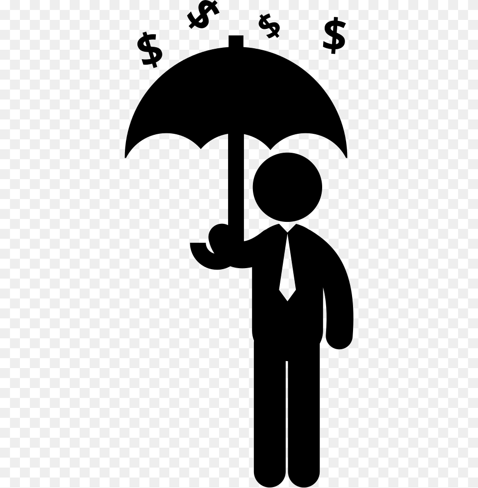 Man Holding An Umbrella Under Dollars Money Ra Icon, Stencil, Silhouette, Symbol, Baby Free Png Download