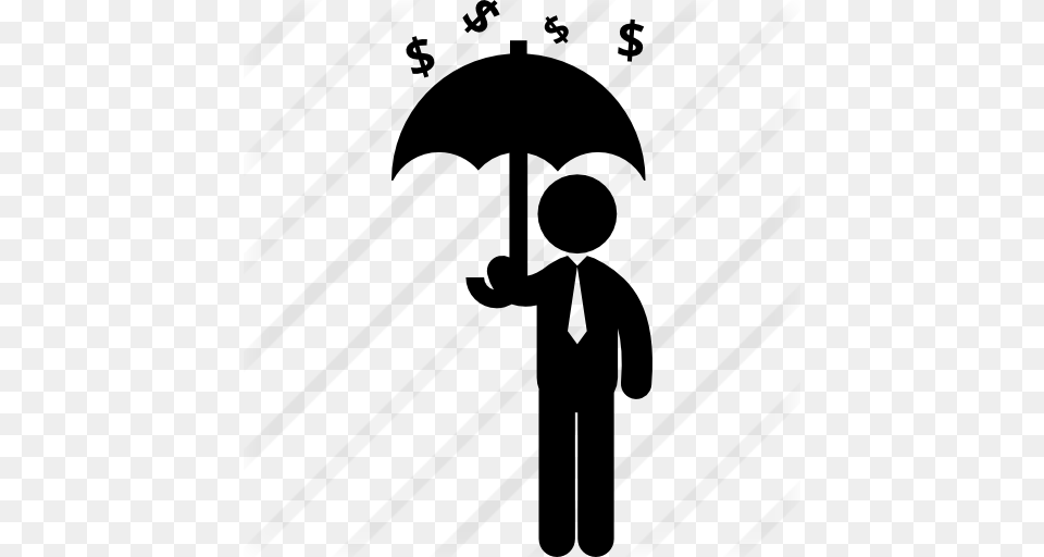 Man Holding An Umbrella Under Dollars Money Rain, Gray Png
