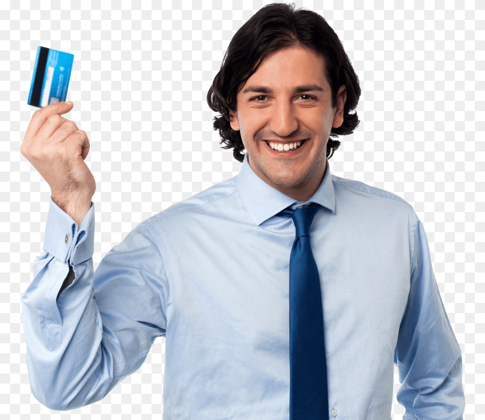 Man Holding Credit Card Image Credit Card Man, Accessories, Shirt, Tie, Formal Wear Free Png Download