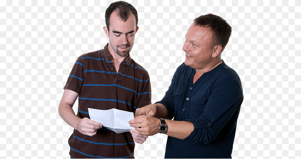 Man Holding Form And Support Worker Helping Him Person Voting, Adult, Male, Body Part, Finger Free Transparent Png