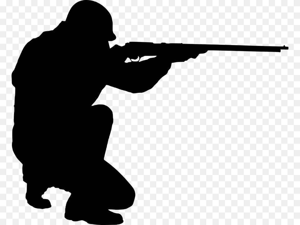 Man Holding Gun Silhouette, Gray Png