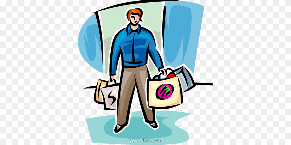 Man Holding Lost Of Shopping Bags Royalty Vector Clip Art, Adult, Male, Person, Bag Free Png