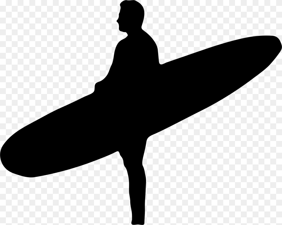 Man Holding Surfboard Silhouette Icons, Gray Free Png