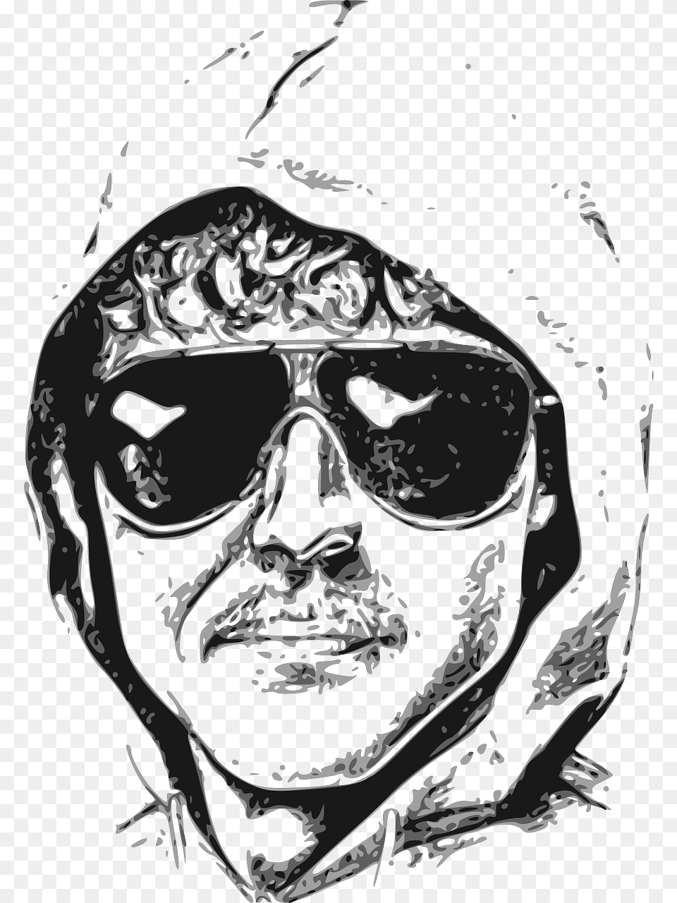 Man Hooded Sunglasses, Art, Drawing, Adult, Male Png Image