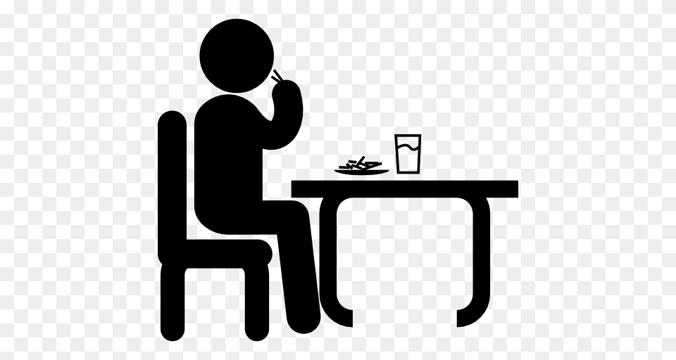 Man Humanpictos Table Food Lunching People Sitting Eating, Gray Free Transparent Png