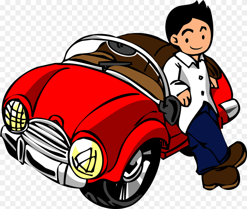 Man I Leaning Against His Convertible Clipart, Book, Comics, Publication, Baby Free Png Download