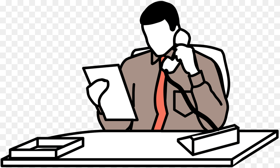 Man In A Office Clipart, Reading, Person, Table, Furniture Png Image