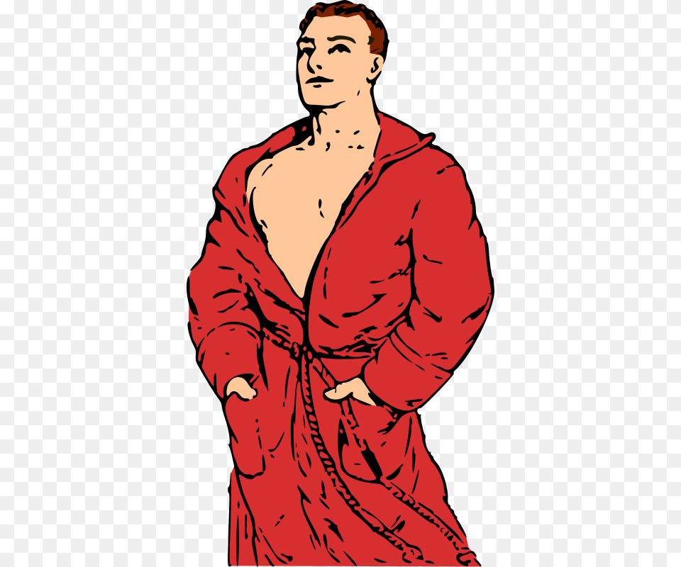 Man In Bathrobe Sexy Man Cartoon, Sleeve, Clothing, Coat, Fashion Free Png
