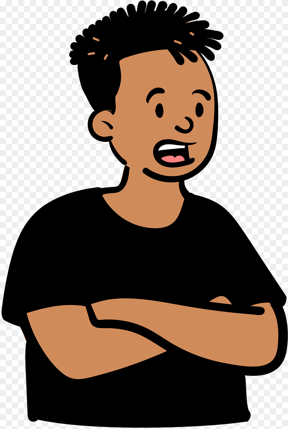 Man In Black T Shirt With Arms Crossed Clipart, T-shirt, Clothing, Face, Head Png