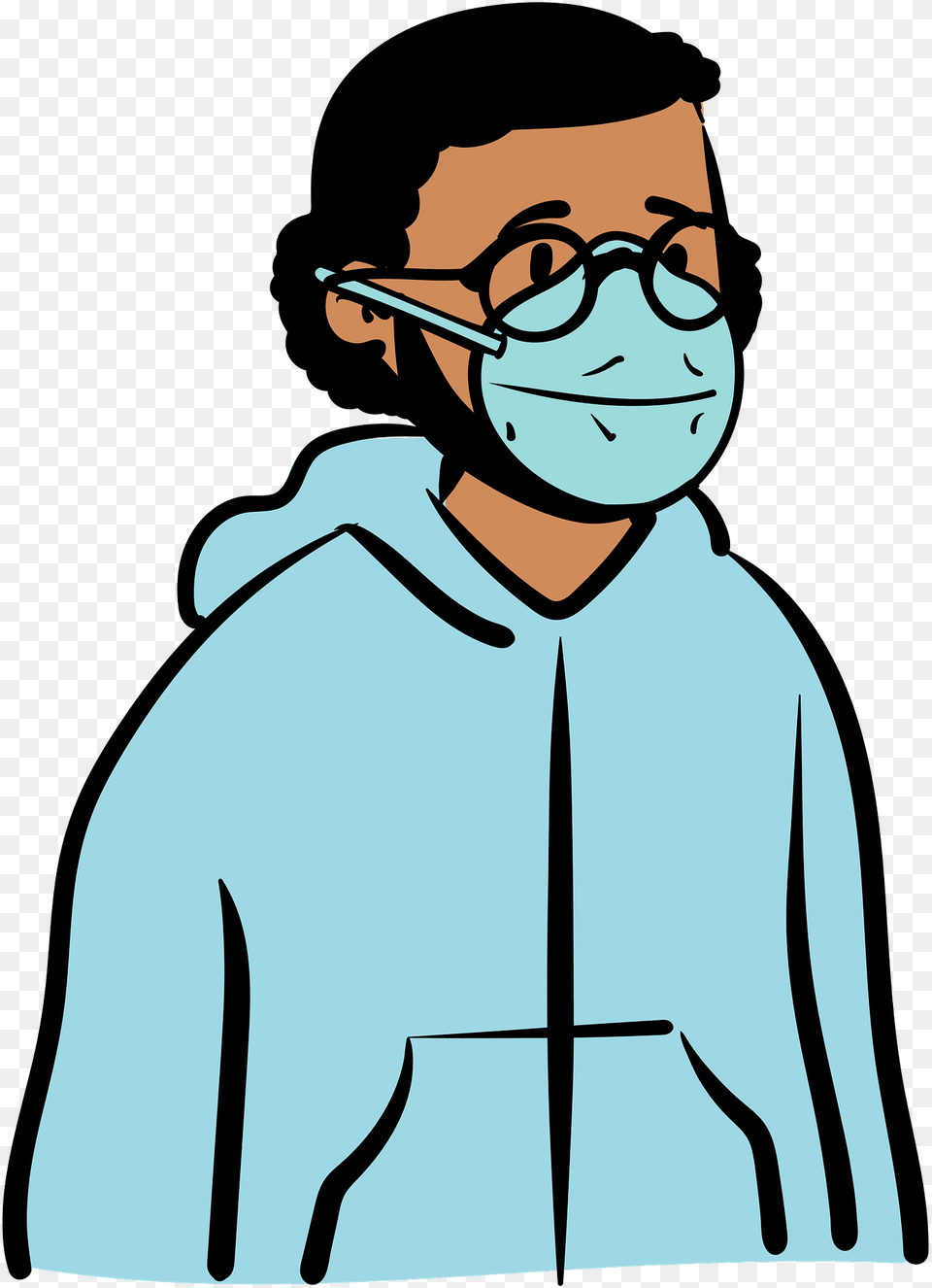 Man In Blue Hoodie Wearing Face Mask Clipart, Adult, Male, Person, Clothing Free Png
