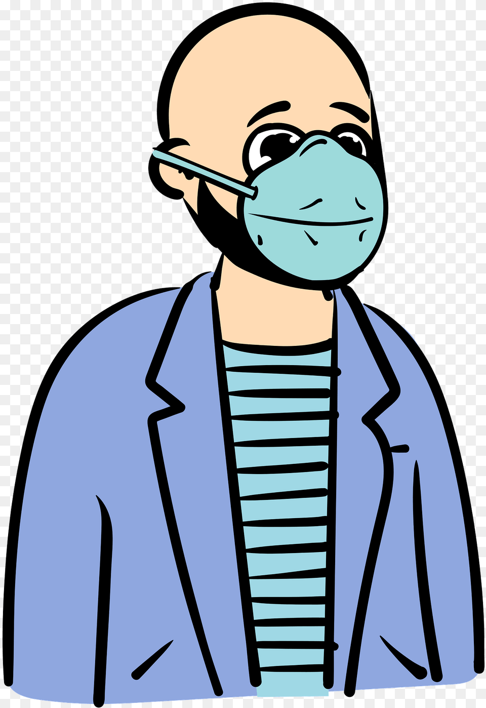 Man In Blue Jacket Wearing Face Mask Clipart, Clothing, Coat, Adult, Person Free Png