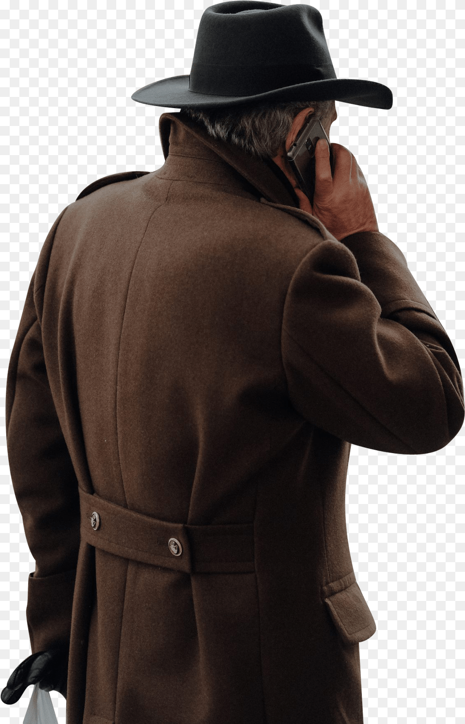 Man In Brown Jacket Backside Man In Jacket Transparent Background, Clothing, Coat, Hat, Overcoat Free Png