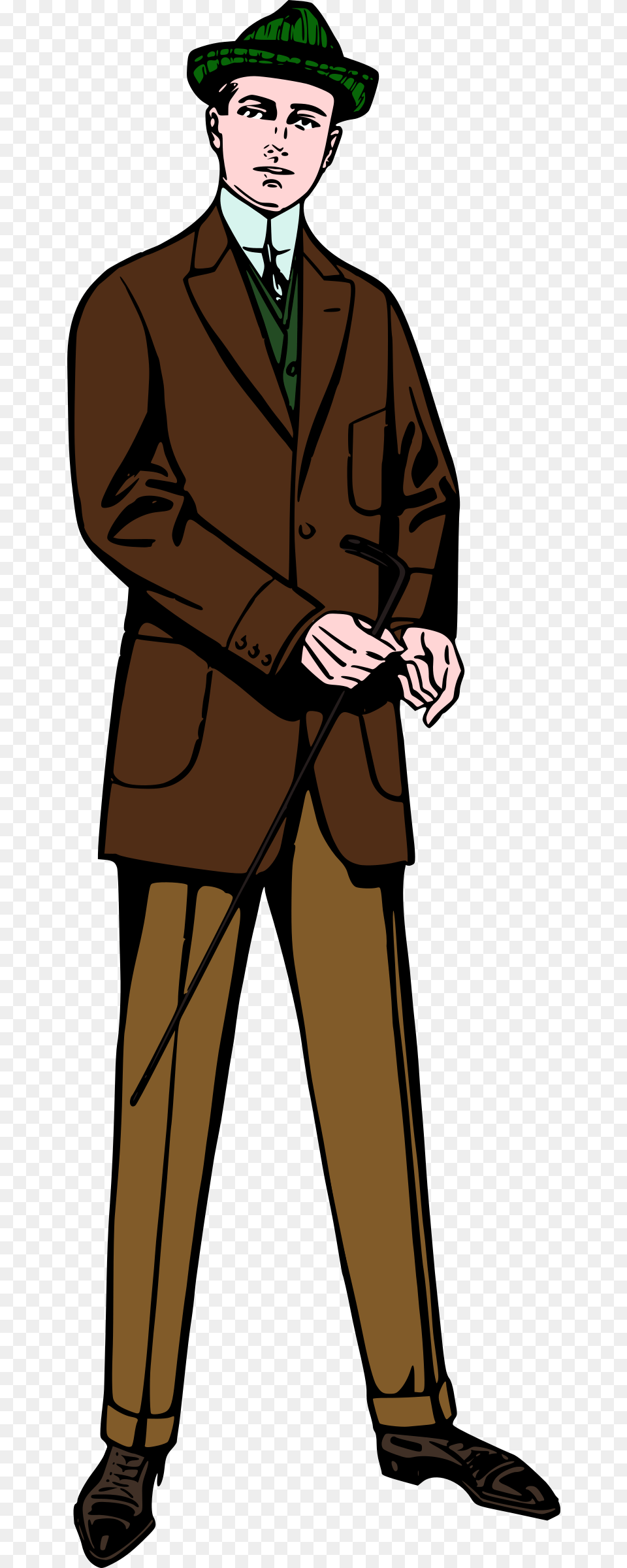 Man In Browngreen Suit Clip Arts Suit Man Cartoon, Publication, Formal Wear, Comics, Coat Free Png