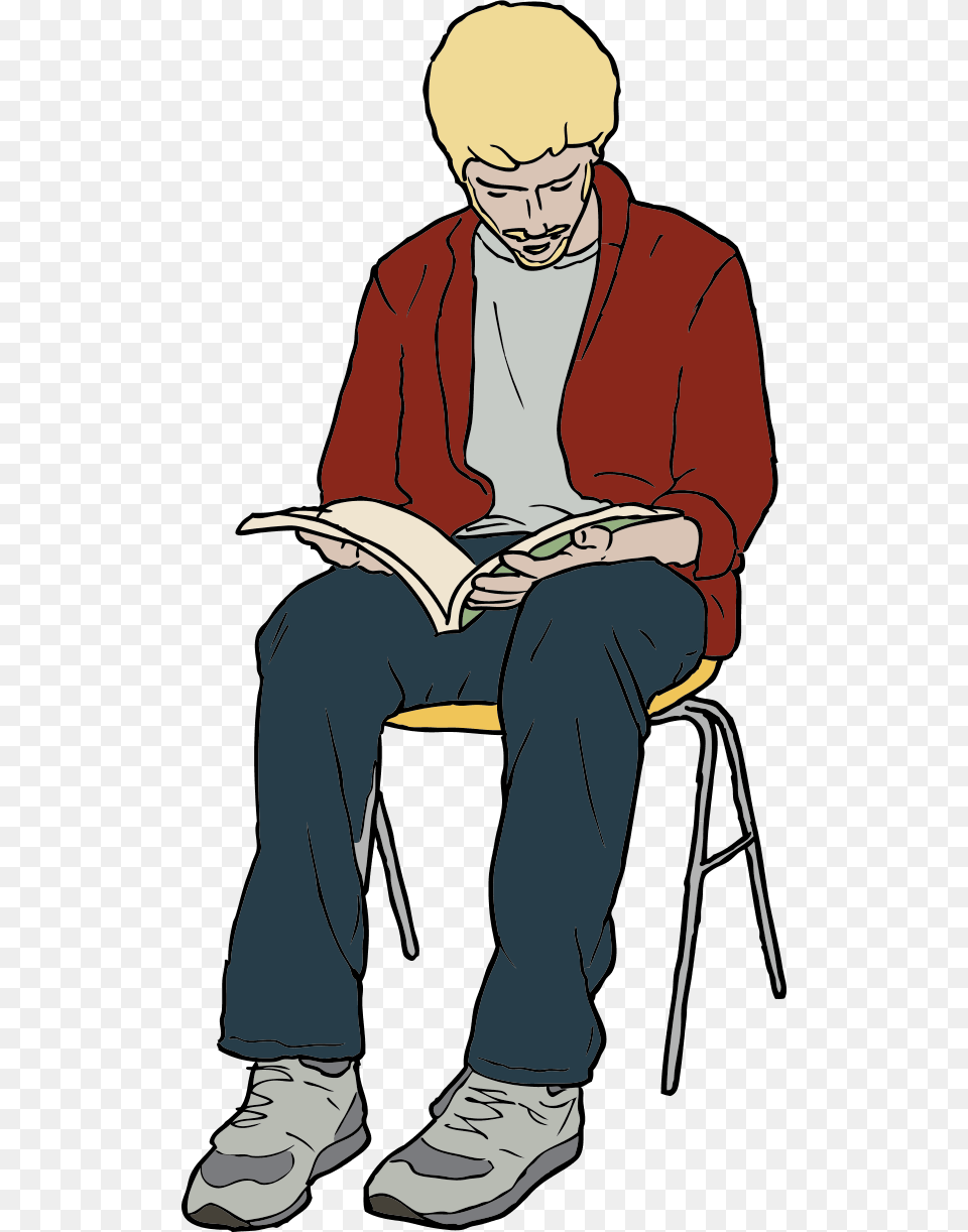 Man In Chair Reading Man Reading Clipart, Person, Adult, Male, Sitting Free Transparent Png