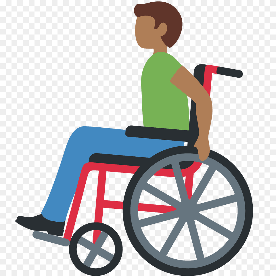 Man In Manual Wheelchair Emoji Clipart, Chair, Furniture, Person, Wheel Free Png Download