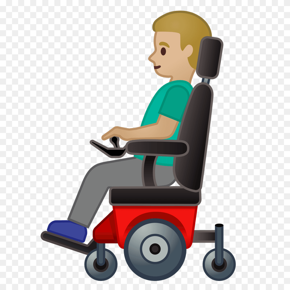 Man In Motorized Wheelchair Emoji Clipart, Furniture, Chair, Plant, Lawn Mower Free Transparent Png