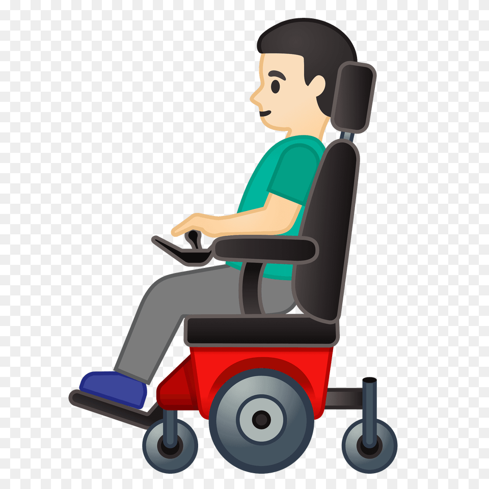 Man In Motorized Wheelchair Emoji Clipart, Furniture, Chair, Tool, Plant Free Png Download