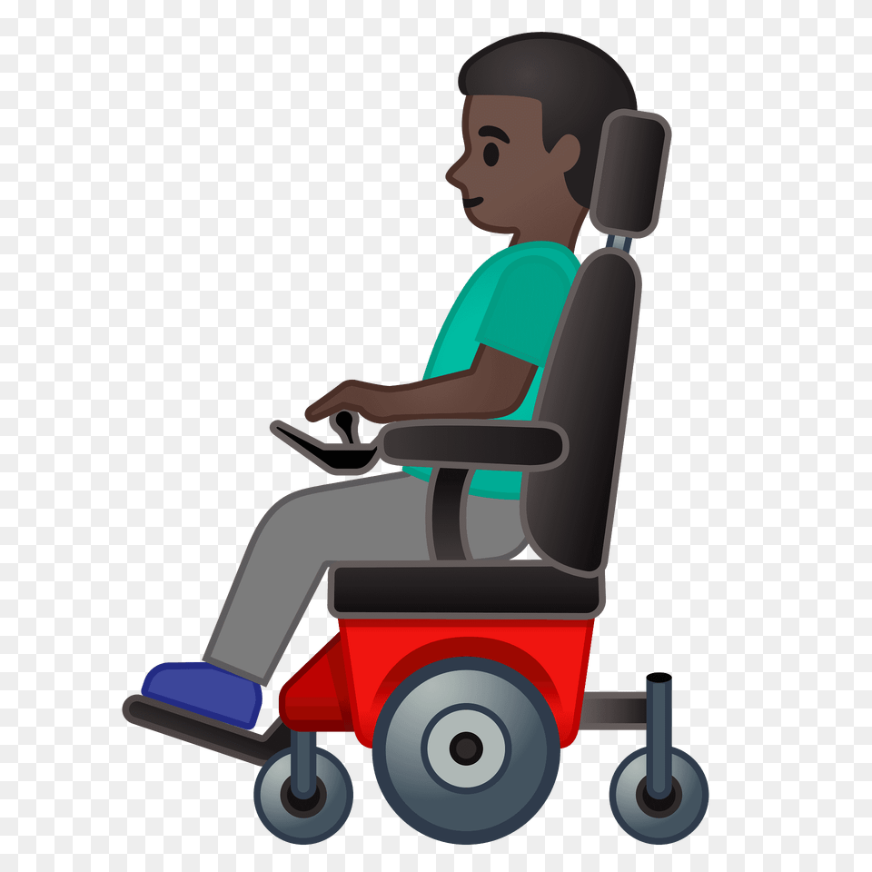 Man In Motorized Wheelchair Emoji Clipart, Furniture, Chair, Face, Head Png Image