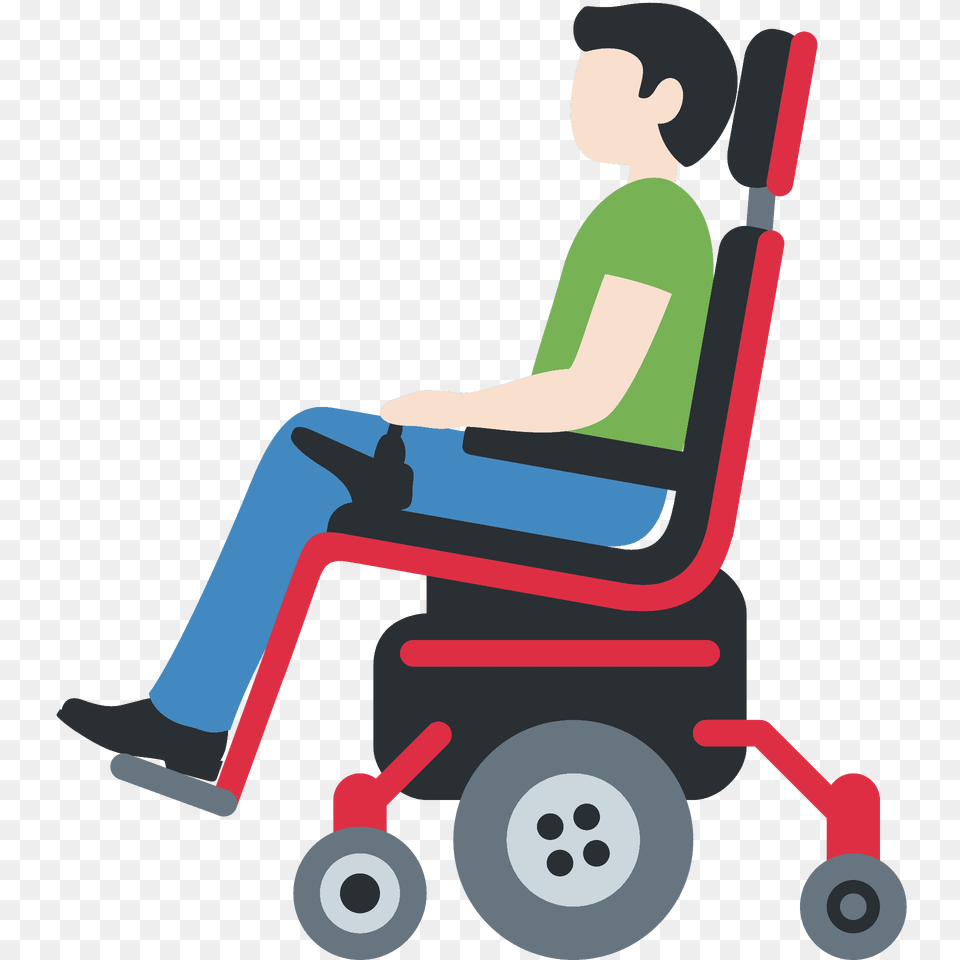 Man In Motorized Wheelchair Emoji Clipart, Chair, Furniture, Plant, Grass Png Image